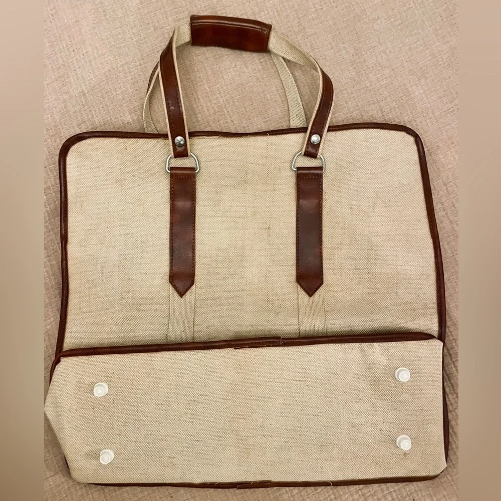 VTG Natural Canvas and Leather‎ Weekend Travel Mason Bag with Locking Zipper